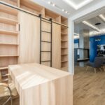 interior of spacious apartment with study room and kitchen