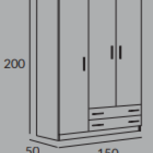 Armario 3 puerta – 2 cajones