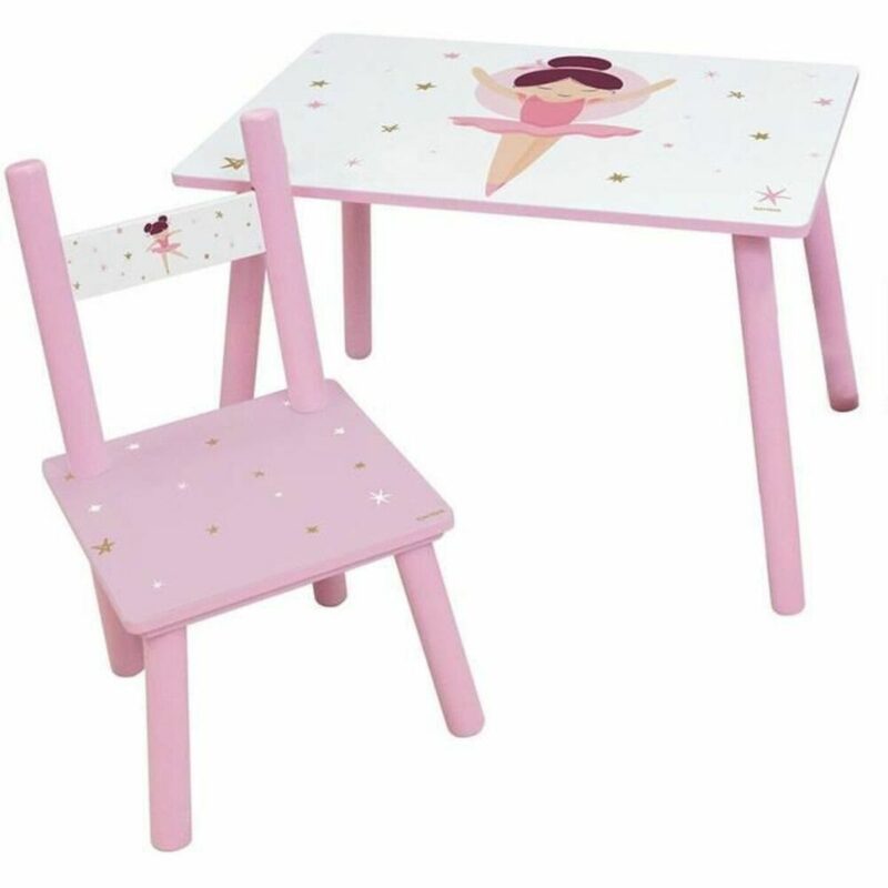 S7175776_0 Conjunto de Mesa y Sillas para Niños Fun House Dancer Ballerina Infantil