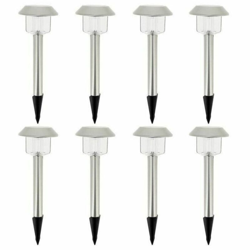 Lámpara solar Lumisky Alesia LED Plateado Acero Inoxidable Blanco Frío (8 Unidades)