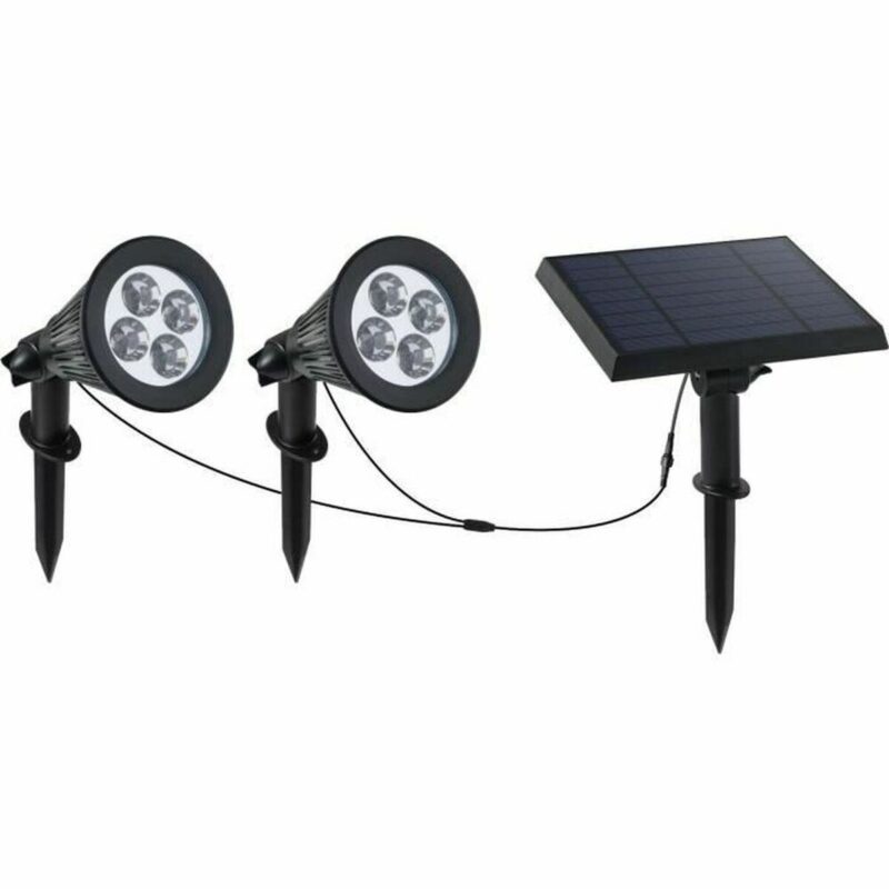 S7142790_0 Foco Solar Lumi Garden Family Spiky 2 en 1 Negro Aluminio Acero (2 Unidades)