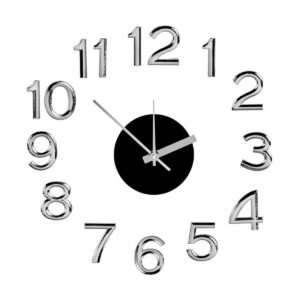 S3621127_0 Reloj de Pared Gift Decor Blanco Plateado ABS EVA Ø 35 cm Pegatina (6 Unidades)
