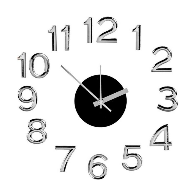 S3621127_0 Reloj de Pared Gift Decor Blanco Plateado ABS EVA Ø 35 cm Pegatina (6 Unidades)