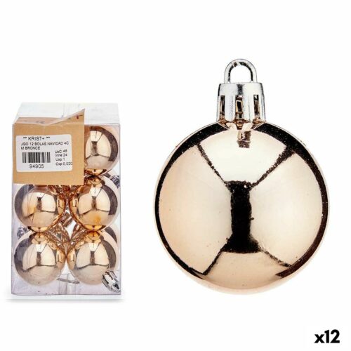 Set de Bolas de Navidad Krist+ 00480-6 Bronce PVC Ø 4 cm (12 Unidades)
