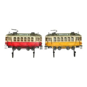 Perchero de Pared DKD Home Decor Lisboa Metal Tren Vintage 31 x 23 x 5 cm (2 Unidades)
