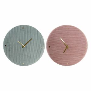 S3009880_0 Reloj de Pared DKD Home Decor Verde Rosa 40,5 x 5,5 x 40,5 cm (2 Unidades)