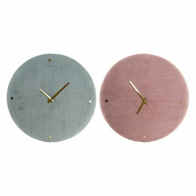 S3009880_0 Reloj de Pared DKD Home Decor Verde Rosa 40,5 x 5,5 x 40,5 cm (2 Unidades)
