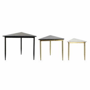 S3032589_0 Juego de 3 Mesitas DKD Home Decor Blanco Negro Verde Dorado 68 x 46,5 x 53 cm