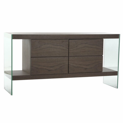 Aparador DKD Home Decor   Marrón Transparente Cristal Nogal Madera MDF 160 x 45 x 80 cm