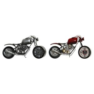 S3016637_0 Reloj de Mesa DKD Home Decor Rojo Gris Moto Motocicleta Vintage (2 Unidades) (2 Piezas)