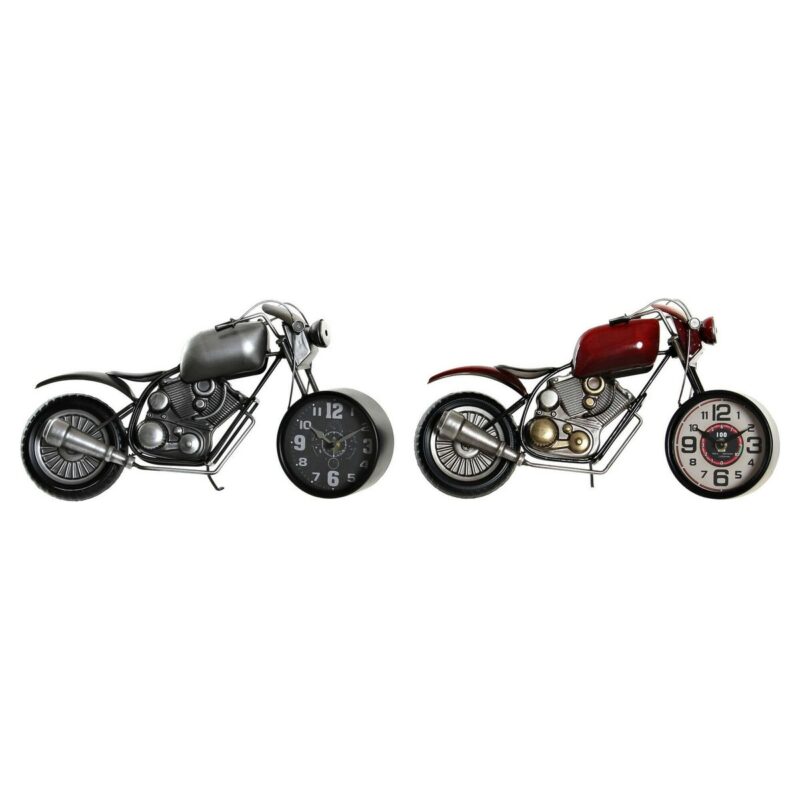 S3016637_0 Reloj de Mesa DKD Home Decor Rojo Gris Moto Motocicleta Vintage (2 Unidades) (2 Piezas)