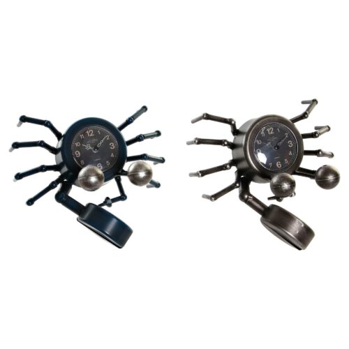 Reloj de Mesa DKD Home Decor Azul Plateado Animal Vintage Cangrejo (2 Unidades)