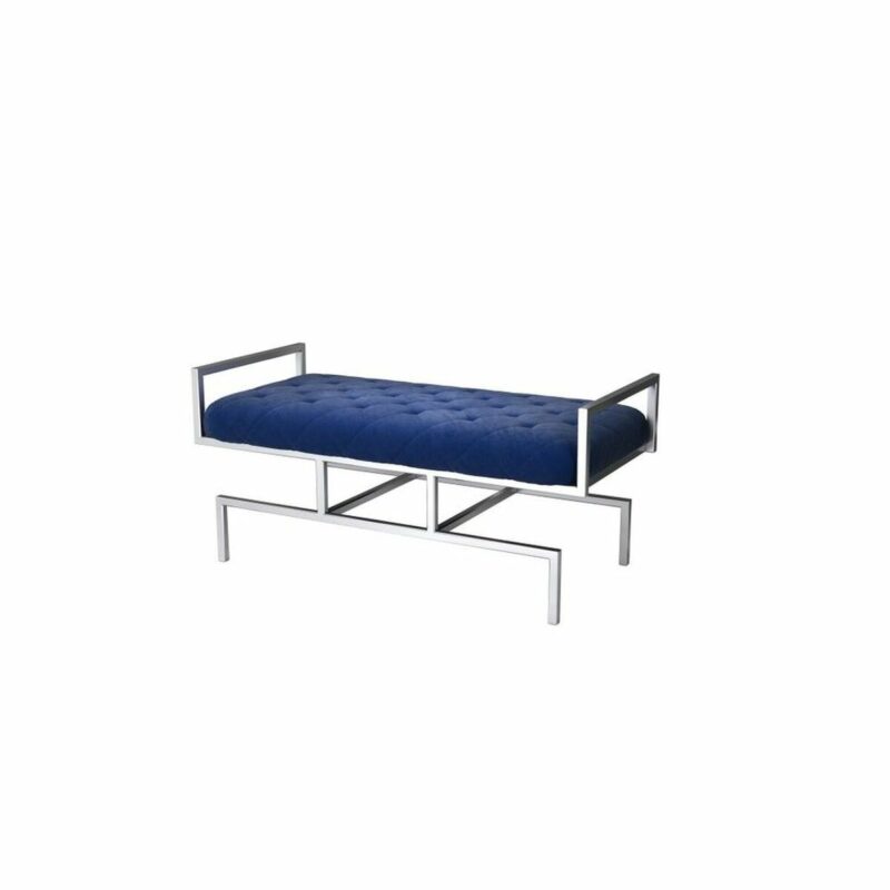 S3023055_0 Banqueta DKD Home Decor Azul Poliéster Acero (97 x 44 x 46 cm)