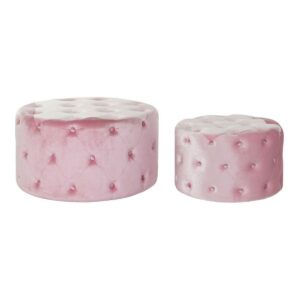 S3015999_0 Reposapiés DKD Home Decor Rosa Velvet Madera MDF Glam (2 pcs)