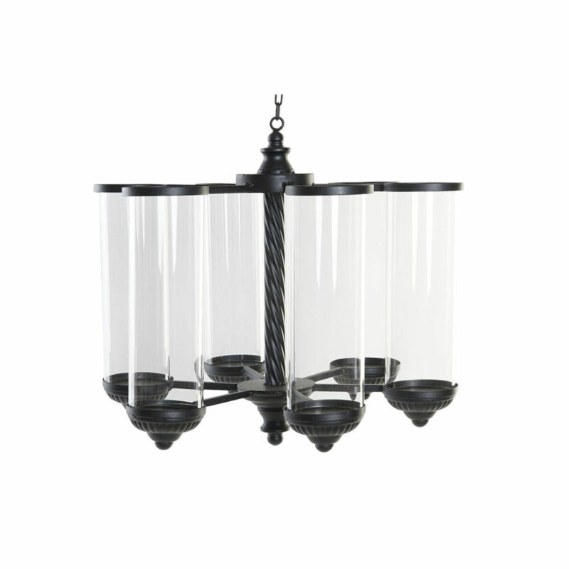 S3026343_0 Portavelas DKD Home Decor Negro Metal Cristal 53 x 53 x 52 cm