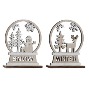 S3035081_0 Adorno Navideño DKD Home Decor Madera Reno (12 x 4 x 15 cm) (2 Unidades)