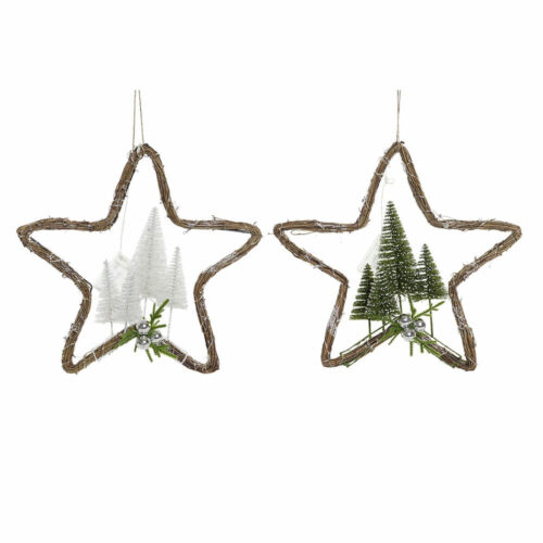 Adorno Navideño DKD Home Decor Ratán (2 pcs) (43 x 10 x 43 cm)
