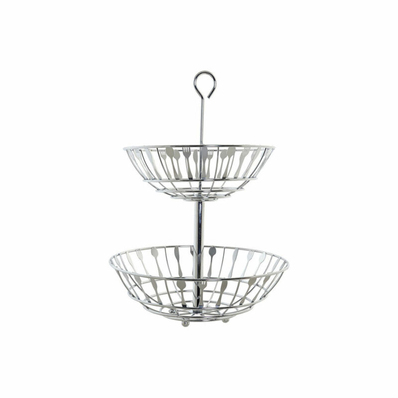 S3025701_0 Frutero DKD Home Decor Plateado Metal Plástico 28 x 28 x 40 cm