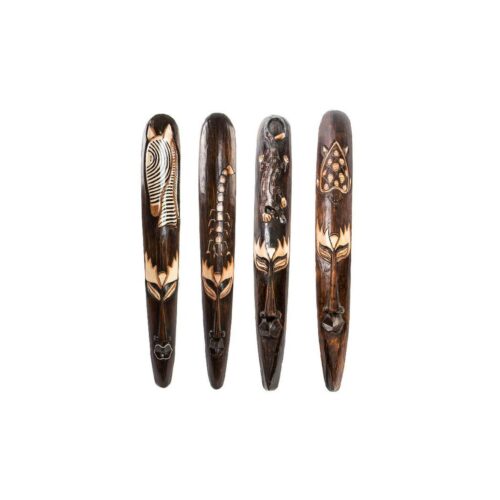 Decoración de Pared DKD Home Decor Beige Madera Marrón oscuro Máscara Tribal (15 x 6 x 100 cm) (4 Unidades)