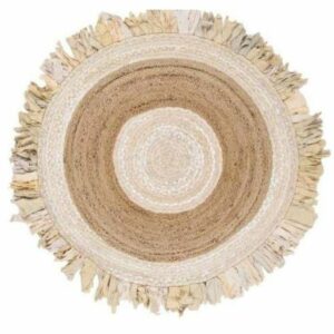 S3027351_0 Alfombra DKD Home Decor Beige Marrón Algodón Jute (200 x 200 x 1 cm)
