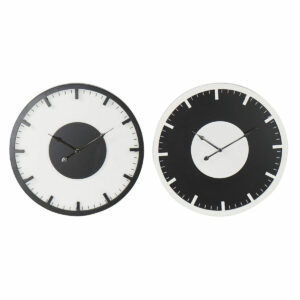 S3026745_0 Reloj de Pared DKD Home Decor 50 x 3,5 x 50 cm Negro Blanco Vintage Madera MDF (2 Unidades)