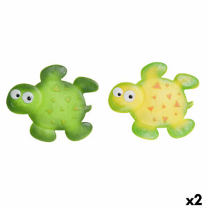 Alfombra de baño DKD Home Decor 11,5 x 1 x 10 cm Verde Amarillo Infantil Tortuga PVC 10 cm (2 Unidades)