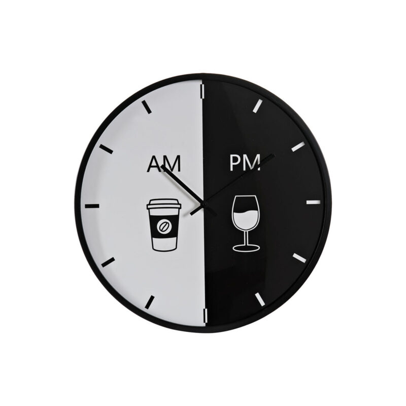 S3037665_0 Reloj de Pared DKD Home Decor Blanco Negro Metal Moderno 60 x 4 x 60 cm (2 Unidades)