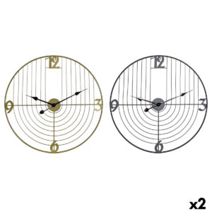 Reloj de Pared DKD Home Decor Negro Dorado Metal 60 x 3 x 60 cm Moderno (2 Unidades)