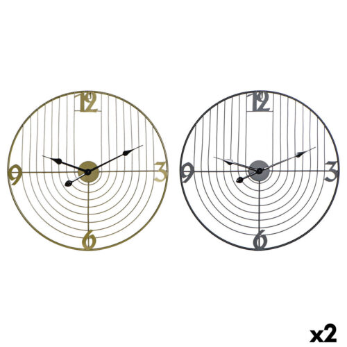 Reloj de Pared DKD Home Decor Negro Dorado Metal 60 x 3 x 60 cm Moderno (2 Unidades)