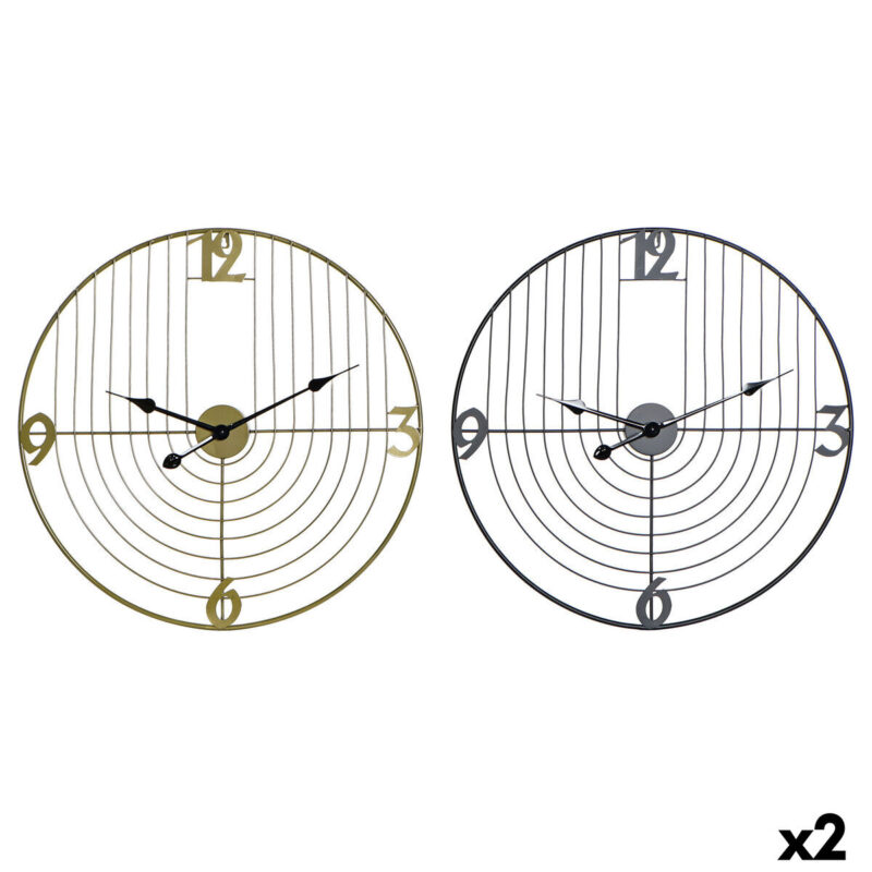Reloj de Pared DKD Home Decor Negro Dorado Metal 60 x 3 x 60 cm Moderno (2 Unidades)