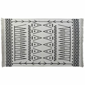 Alfombra DKD Home Decor 160 x 250 x 0,7 cm Negro Poliéster Algodón Blanco Ikat Boho