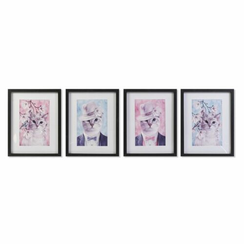 Cuadro DKD Home Decor Gatos (35 x 2,5 x 45 cm) (35 x 2 x 45 cm) (4 Unidades)