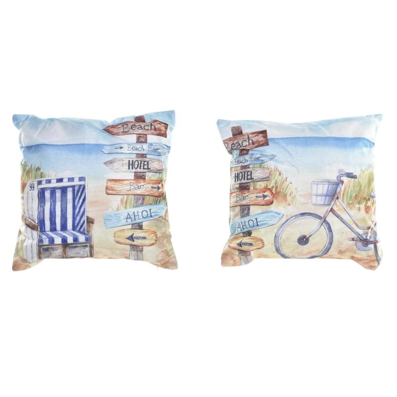 Cojín DKD Home Decor Playa Poliéster Aluminio Multicolor Mediterráneo (45 x 10 x 45 cm) (2 Unidades)