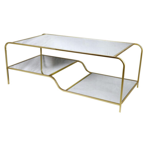 Mesa de Centro DKD Home Decor Glamour Dorado Metal Espejo 120 x 60 x 45 cm