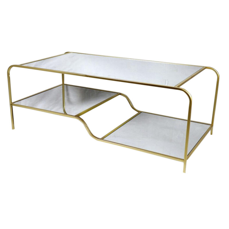Mesa de Centro DKD Home Decor Glamour Dorado Metal Espejo 120 x 60 x 45 cm