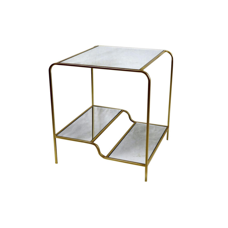 S3033682_0 Mesa auxiliar DKD Home Decor Dorado Metal Espejo 50 x 50 x 55 cm