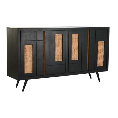 Aparador DKD Home Decor Negro Ratán Madera de mango 160 x 40 x 90 cm