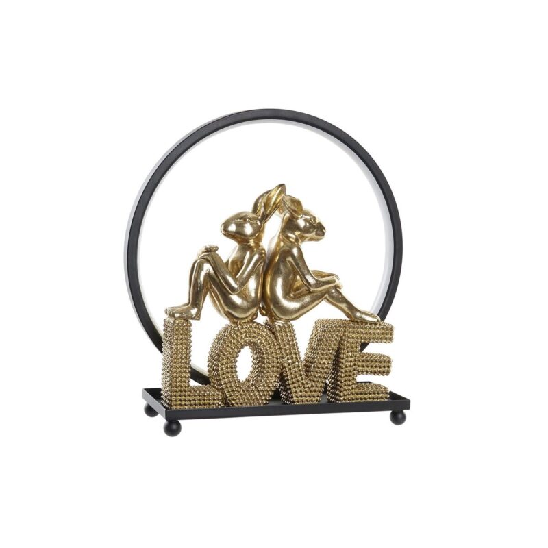 Decoración luminosa DKD Home Decor Love Resina Conejo love 30 x 11 x 31,5 cm