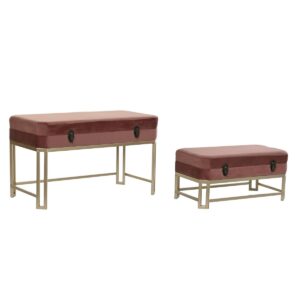 S3033858_0 Banqueta DKD Home Decor Rosa Dorado Metal Terciopelo (80 x 40 x 47 cm)