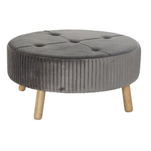 S3033864_0 Reposapiés DKD Home Decor 80 x 80 x 38 cm Scandi Gris Madera Terciopelo Gris oscuro Velvet