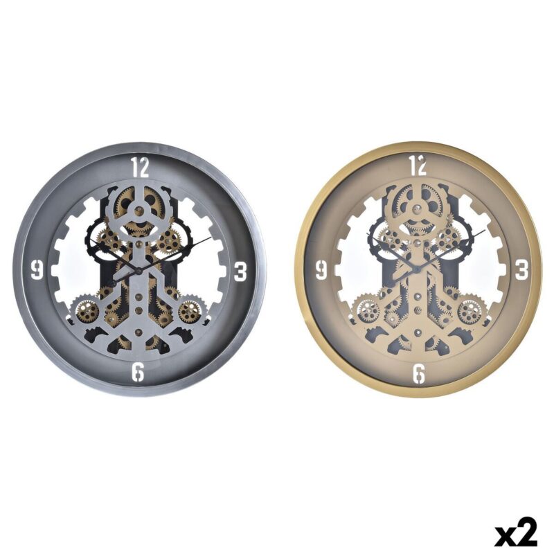 Reloj de Pared DKD Home Decor Dorado Plateado Cristal Hierro 50 x 8 x 50 cm (3 Unidades) (2 Unidades)