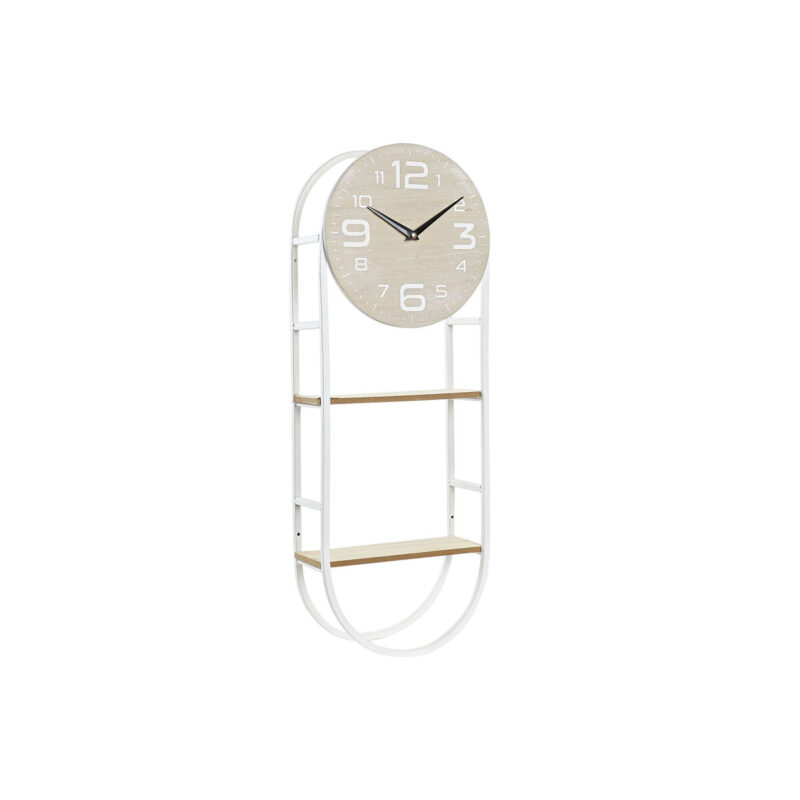 S3037745_0 Reloj de Pared DKD Home Decor Natural Metal MDF Blanco (25,5 x 11,5 x 71 cm)