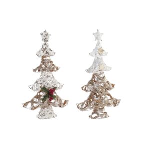 Árbol de Navidad DKD Home Decor Dorado Blanco Ratán (32 x 10 x 56 cm) (2 Unidades)