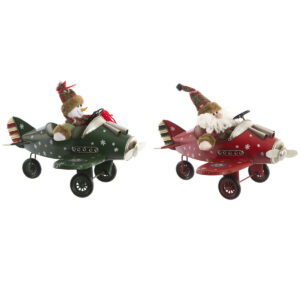 S3035420_0 Adorno Navideño DKD Home Decor Avión Metal (36,5 x 23 x 25 cm) (2 Unidades)