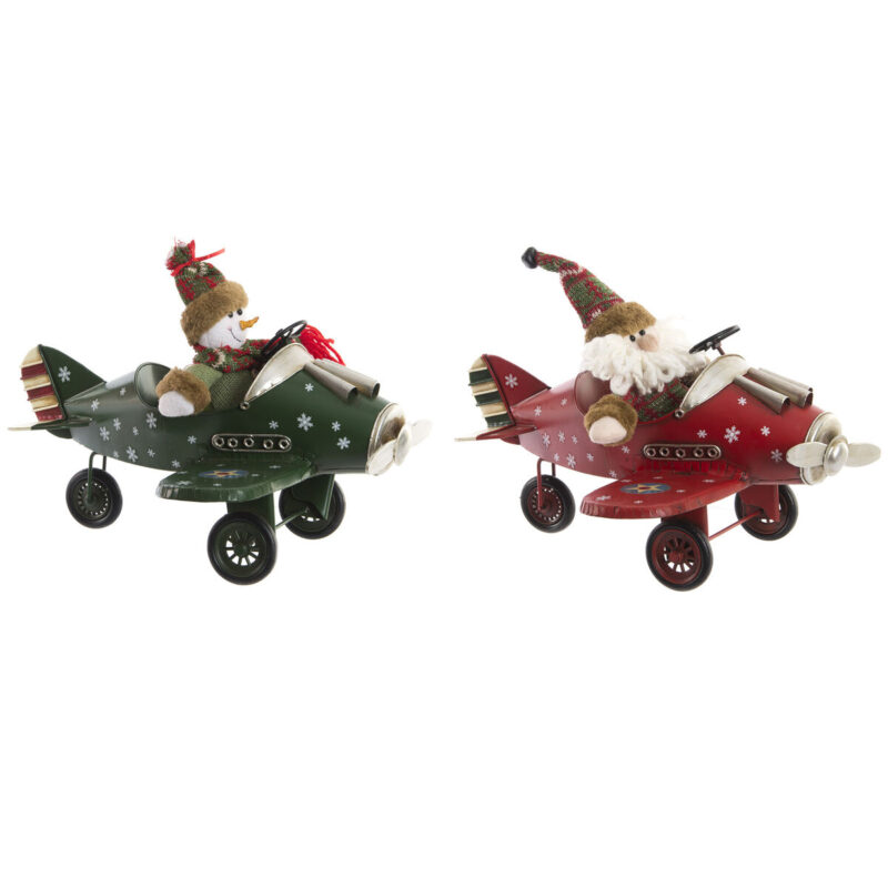 S3035420_0 Adorno Navideño DKD Home Decor Avión Metal (36,5 x 23 x 25 cm) (2 Unidades)