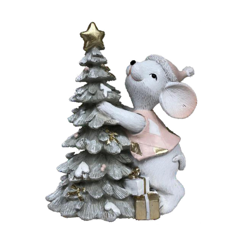 S3035474_0 Adorno Navideño DKD Home Decor Ratón Resina (10 x 6,5 x 11 cm) (2 Unidades)