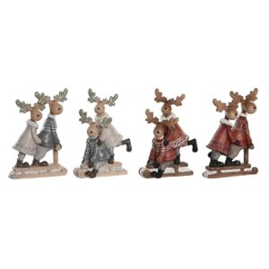 Adorno Navideño DKD Home Decor Resina Reno (13 x 6 x 18 cm) (4 Unidades)