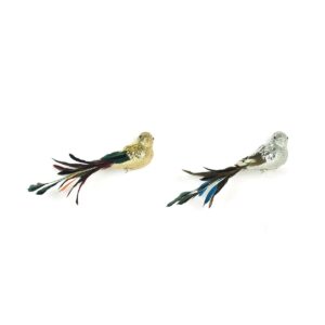 S3035694_0 Adorno Navideño DKD Home Decor Poliéster Pájaro Lentejuelas (26 x 5 x 7 cm) (2 Unidades)