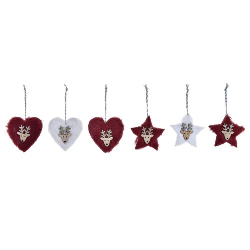Set Adornos de Navidad DKD Home Decor Poliéster (21 x 8 x 1 cm) (8 cm) (2 Unidades)