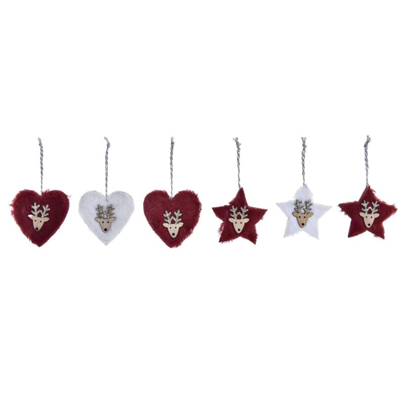 Set Adornos de Navidad DKD Home Decor Poliéster (21 x 8 x 1 cm) (8 cm) (2 Unidades)